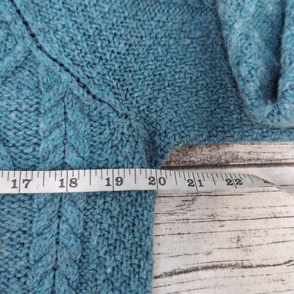 Women’s Blue Cable Knit Wool Sweater Textured Chunky Pullover – Size 20" - Picture 4 of 6